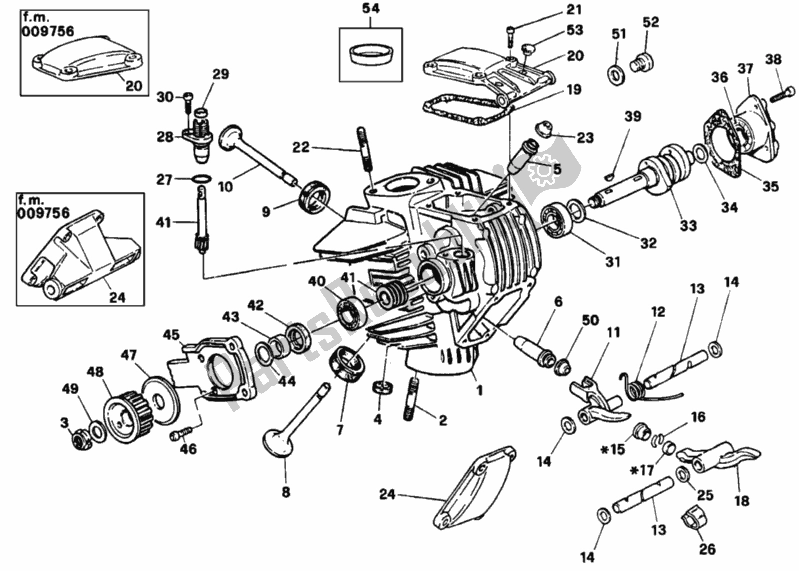 Alle onderdelen voor de Horizontale Cilinderkop van de Ducati Supersport 750 SS 1995